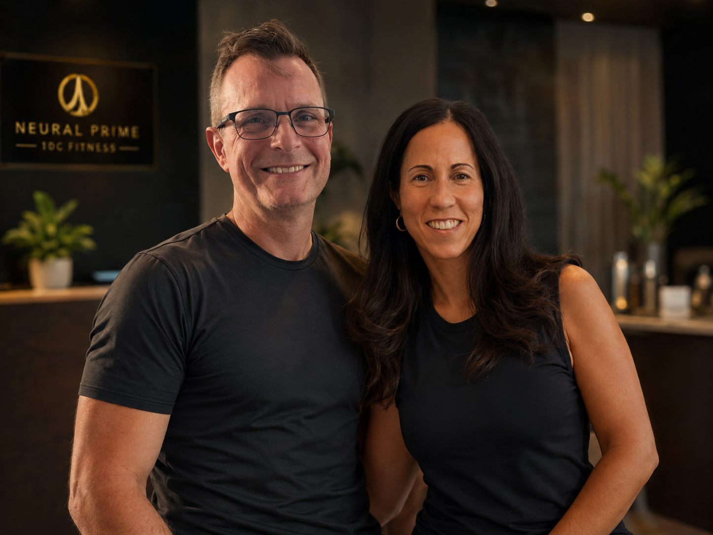 Neural Prime branded welcome portrait of Paul and Jennifer